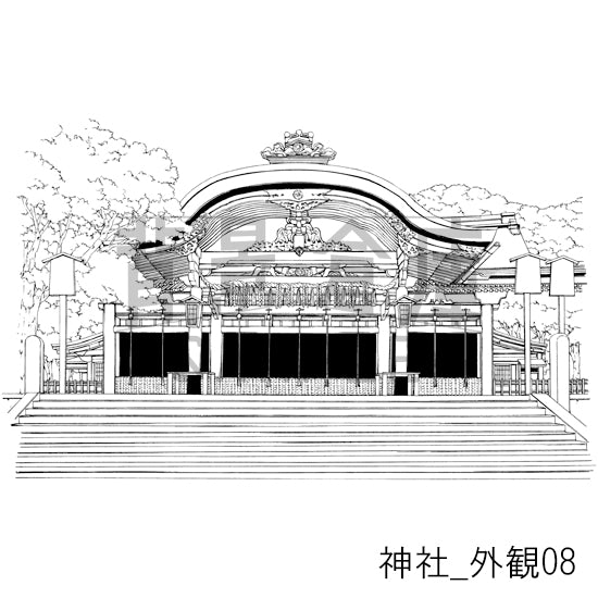 神社_背景素材集2（外観）_トーン