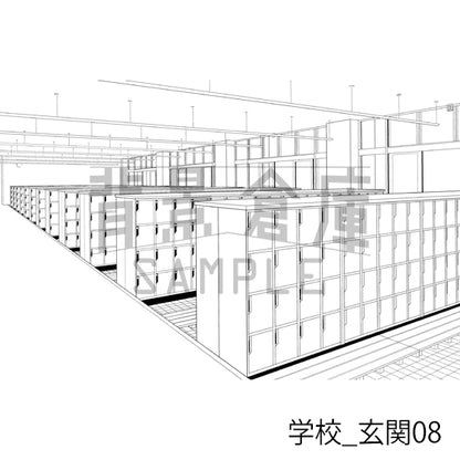 学校_背景素材集39（玄関）_トーン