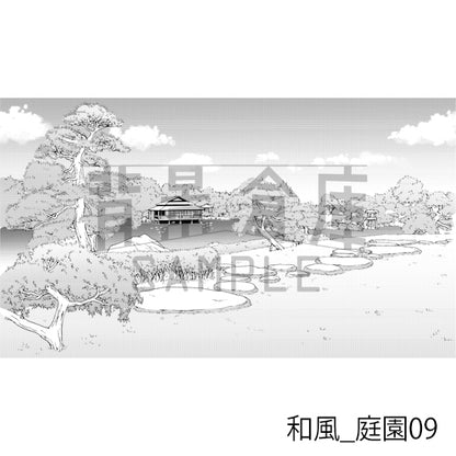 和風_庭園09_トーン