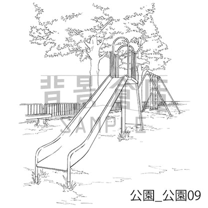 公園_背景素材集1（公園）_トーン