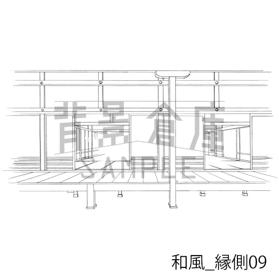 和風_縁側09_トーン