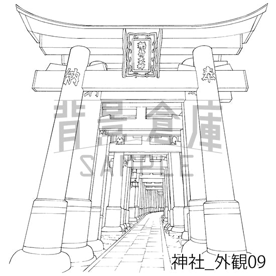 神社_背景素材集2（外観）_トーン