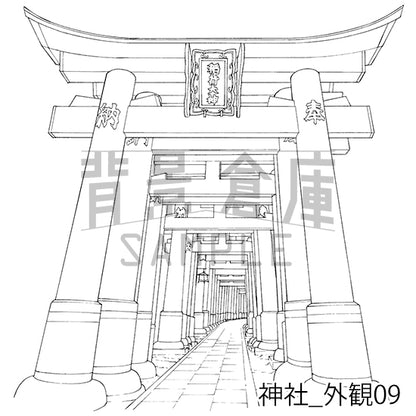神社_背景素材集2（外観）_トーン