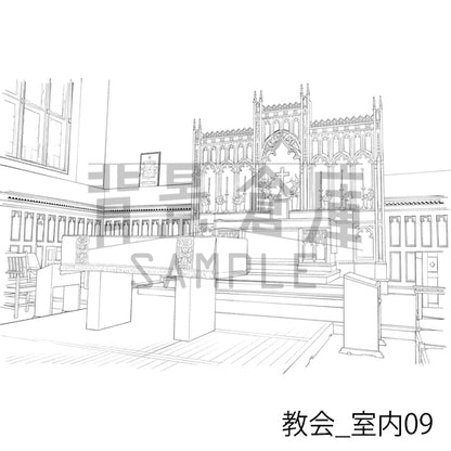 教会_背景素材集1（室内）_トーン