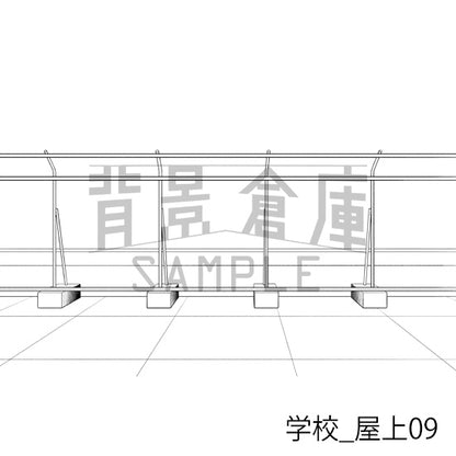 学校_背景素材集45（屋上）_トーン
