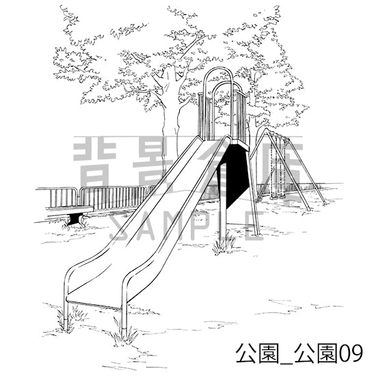 公園_背景素材集1（公園）_トーン