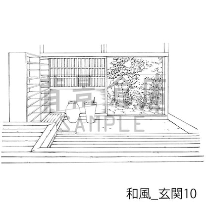 和風_背景素材集14（室内 玄関）_トーン