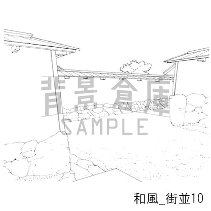 和風_背景素材集4（街並）_トーン