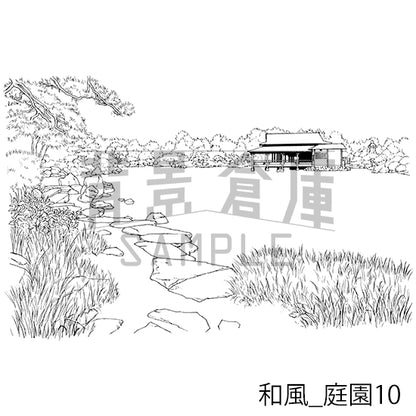 和風_背景素材集17（庭園）_トーン