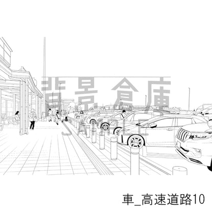 【半額】車_背景素材集11（高速道路）_トーン