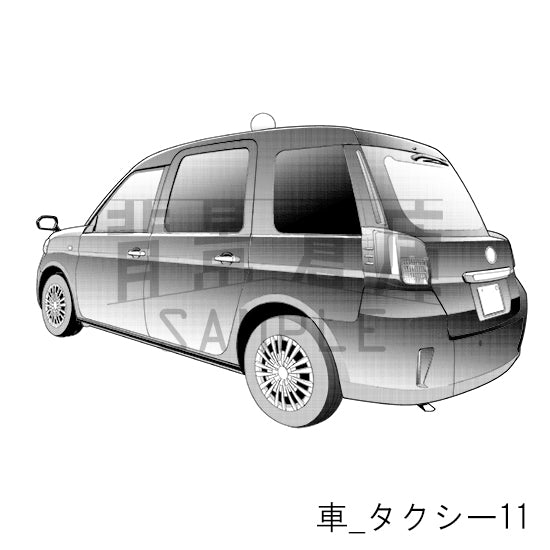 車_背景素材集10（タクシー）_トーン