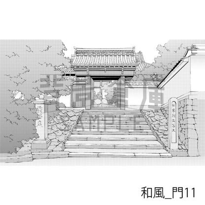 和風_背景素材集12（門 玄関）_トーン