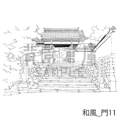 和風_背景素材集12（門 玄関）_トーン