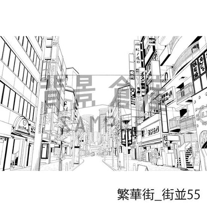 繁華街_街並55_トーン