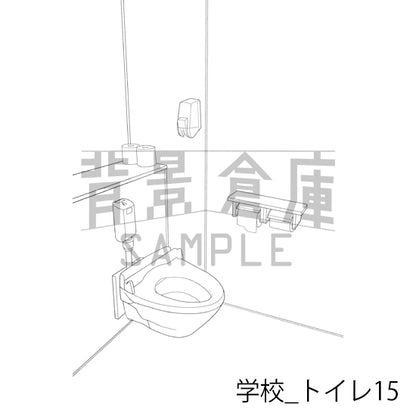 学校_背景素材集42（トイレ）_トーン