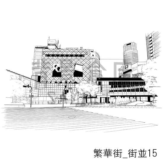 繁華街_街並15_トーン