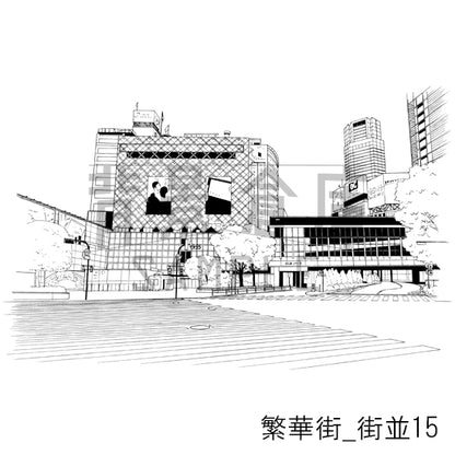 繁華街_背景素材集3（街並）_トーン