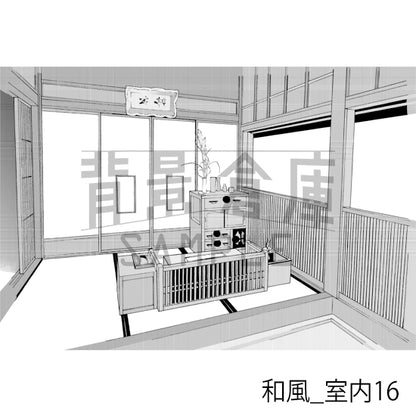 和風_背景素材集7（室内 塀）_トーン