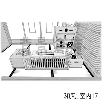 和風_背景素材集7（室内 塀）_トーン