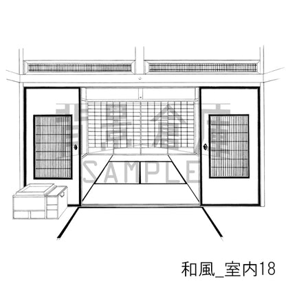 和風_背景素材集7（室内 塀）_トーン