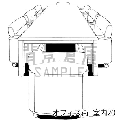 オフィス街_背景素材集5（室内）_トーン