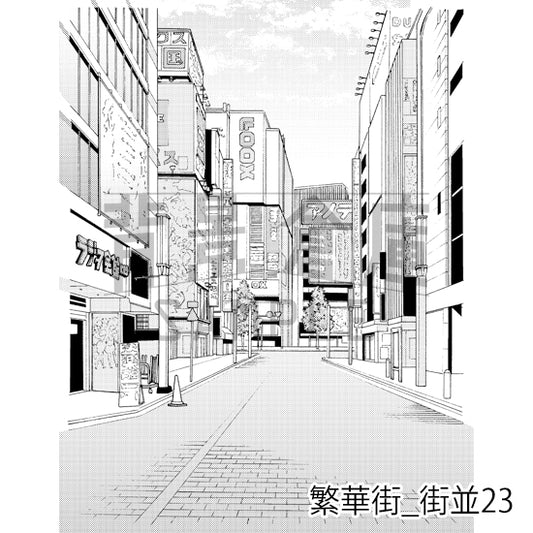 繁華街_街並23_トーン