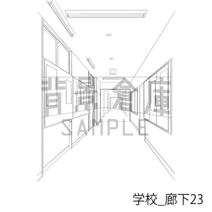 学校_廊下23_トーン