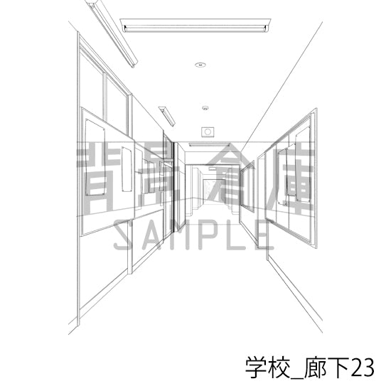 学校_廊下23_トーン