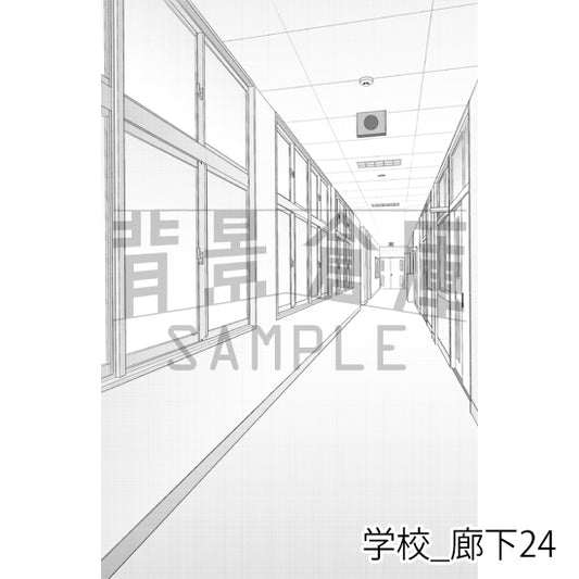 学校_廊下24_トーン