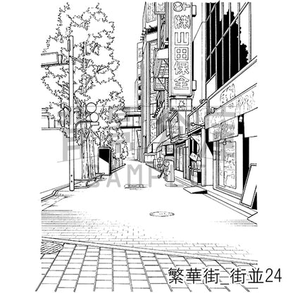 繁華街_背景素材集4（街並）_トーン