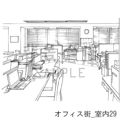 オフィス街_背景素材集6（室内）_トーン