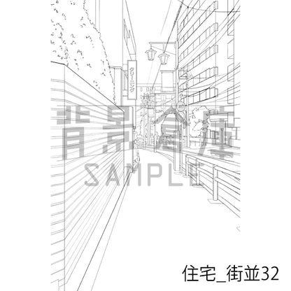 住宅_背景素材集24（街並）_トーン