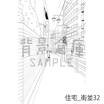住宅_背景素材集24（街並）_トーン