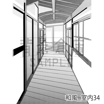 和風_背景素材集14（室内 玄関）_トーン