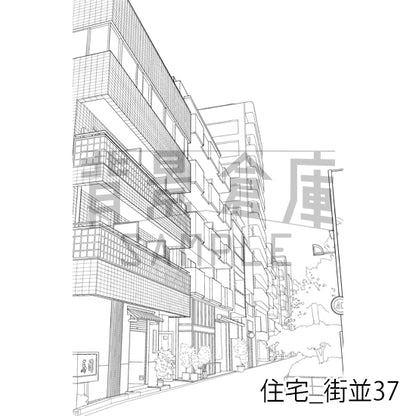 住宅_背景素材集24（街並）_トーン