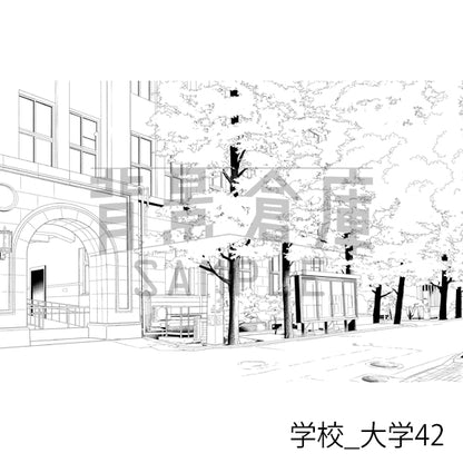 学校_背景素材集48（大学）_トーン