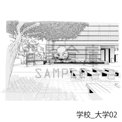 学校_背景素材集28（大学）_トーン