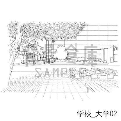 学校_背景素材集28（大学）_トーン