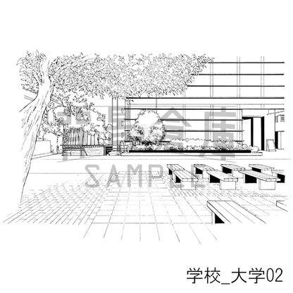 学校_背景素材集28（大学）_トーン