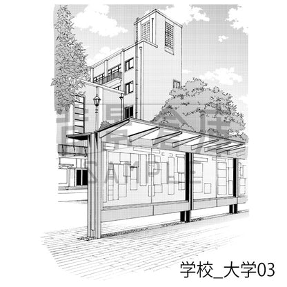 学校_背景素材集28（大学）_トーン