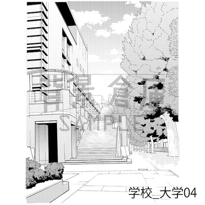学校_背景素材集28（大学）_トーン