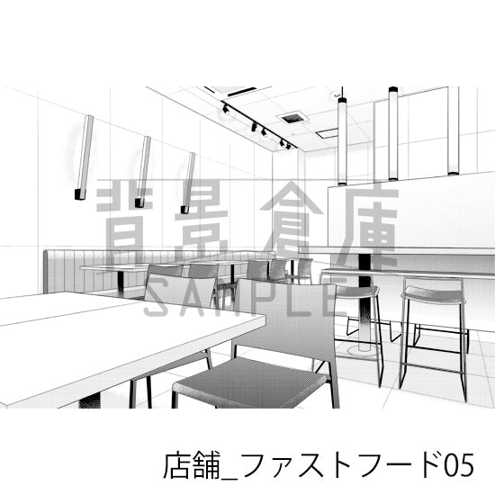 店舗_ファストフード05_トーン