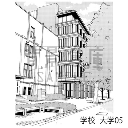 学校_背景素材集28（大学）_トーン