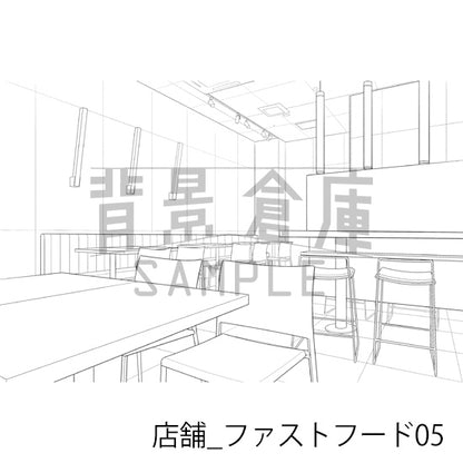 店舗_背景素材集27（ファストフード）_トーン