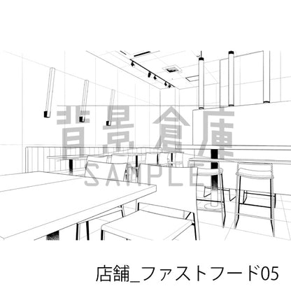 店舗_背景素材集27（ファストフード）_トーン