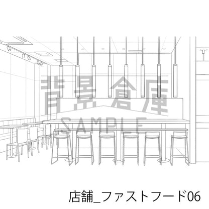 店舗_背景素材集27（ファストフード）_トーン