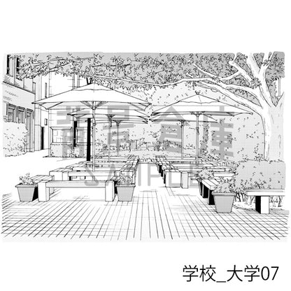 学校_背景素材集28（大学）_トーン