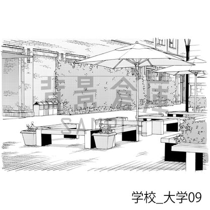 学校_背景素材集28（大学）_トーン