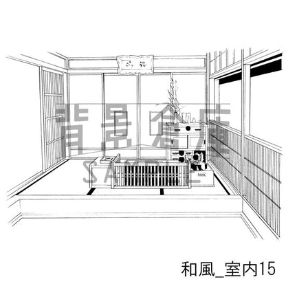 和風_セット7（室内 塀 垣根）