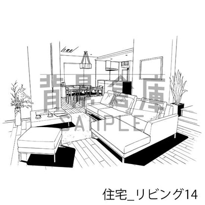 住宅_セット8（リビング 寝室）
